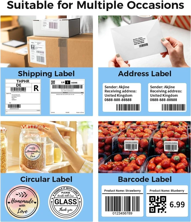 Alt view image 3 of 6 - Thermal Shipping Label Printer 241BT Black White Wireless Label Printer for Small Business and Shipping Package, Compatible with iPhone, Android, Shopify, Amazon, USPS