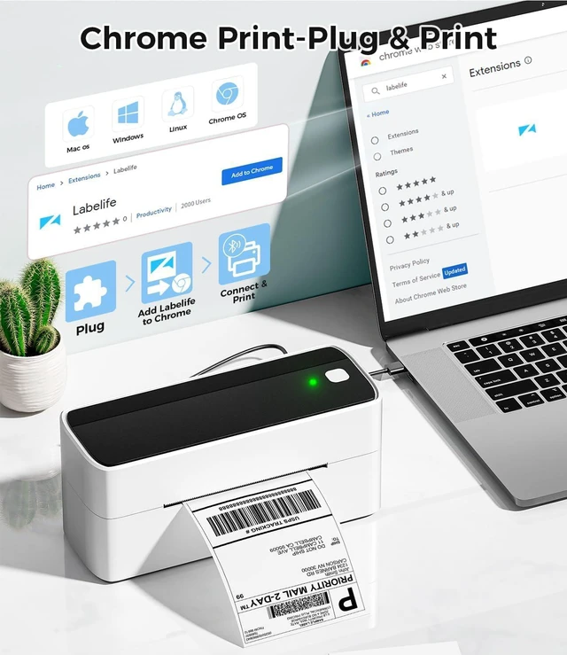Alt view image 5 of 6 - Thermal Shipping Label Printer 241BT Black White Wireless Label Printer for Small Business and Shipping Package, Compatible with iPhone, Android, Shopify, Amazon, USPS