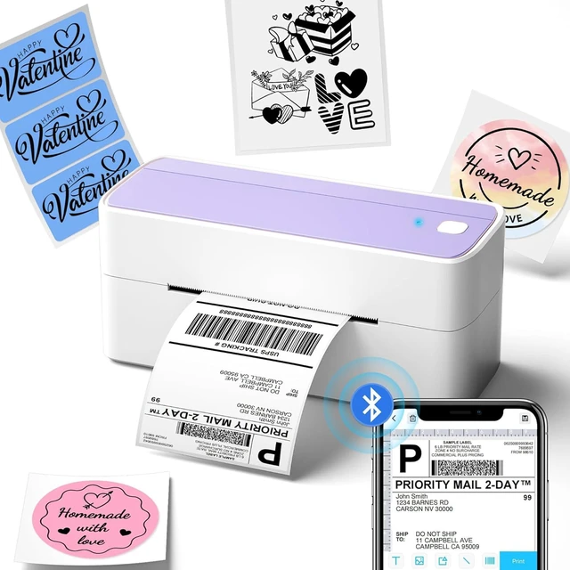 Main image of Bluetooth Thermal Label Printer, 241BT 4x6 Wireless Label Printer Shipping Label Printer for Small Business and Shipping Package, Compatible with iPhone, Android, Shopify, USPS, Purple