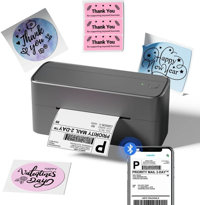 Main image of Bluetooth Shipping Label Printer, 241BT 4X6 Wireless Thermal Printer for Samll Business, Label Printers for Shipping Package, Compatible with iPhone, Android, Amazon, Shopify, UPSP, Gray