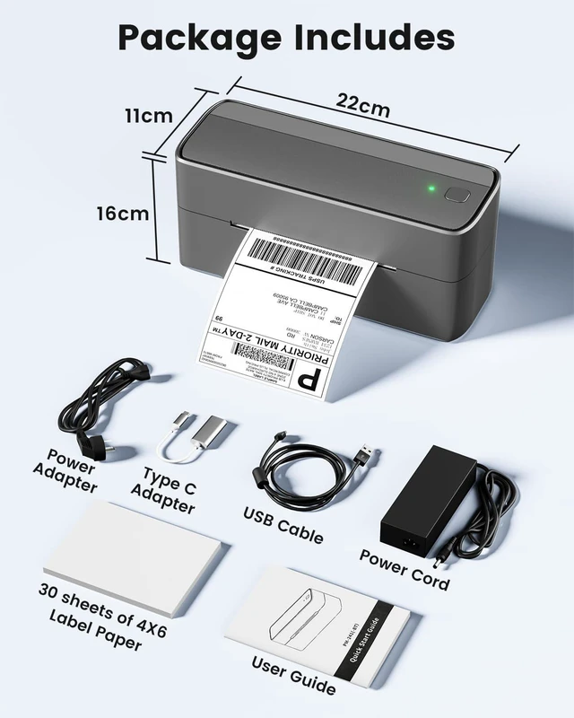 Alt view image 7 of 7 - Bluetooth Shipping Label Printer, 241BT 4X6 Wireless Thermal Printer for Samll Business, Label Printers for Shipping Package, Compatible with iPhone, Android, Amazon, Shopify, UPSP, Gray