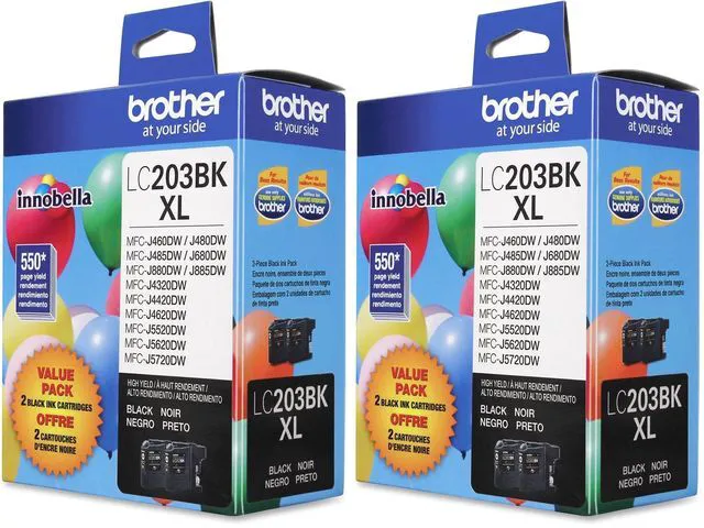 Main image of Genuine High Yield Black Ink Cartridges, LC2032PKS, Replacement Black Ink Two Pack, Includes 2 Cartridges of Black Ink, Page Yield Up to 550 Pages/Cartridge, LC203 (Pack of 2)
