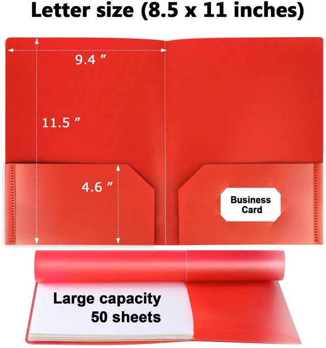 Alt view image 2 of 7 - Plastic Folders with Pockets, 24 Color Heavy Duty Two Pocket Folders Business Card Holder, for Office, High School