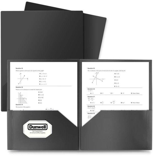 Alt view image 6 of 7 - Plastic 2-Pocket Folders, Black, 12 Pack, Heavy-Duty Poly Heavy-Duty Acid-Free Poly, Fits Letter-Size Documents for School, Home & Office, Includes Removable Adhesive Labels
