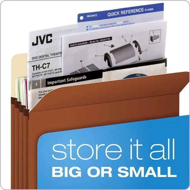 Alt view image 6 of 7 - Expanding File Pockets,Letter Size,File Organizer for School,Home or Office,5.25" Expansion,Reinforced with Dupont Tyvek® Material,Letter Size,Redrope,10 Per Box (1534G-OX),(Pack of 5)