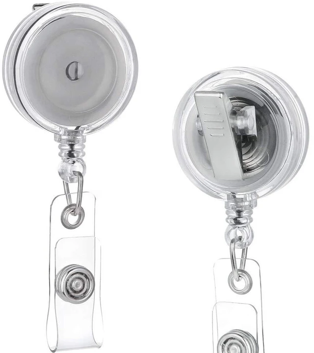 Main image of 25 Pack - Retractable ID Name Badge Holder Reels with Swivel Alligator Clip (Translucent Clear)