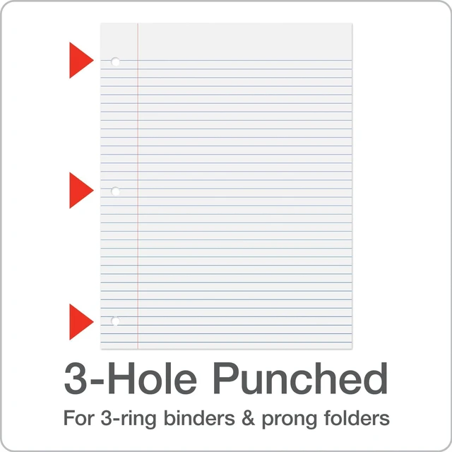 Alt view image 6 of 7 - Loose Leaf Paper, 2000 Sheets, College Rule Filler Notebook Paper, 8-1/2" x 11", 3-Hole Punched Fits 3-Ring Binders, 4 packs of 500 (62331)