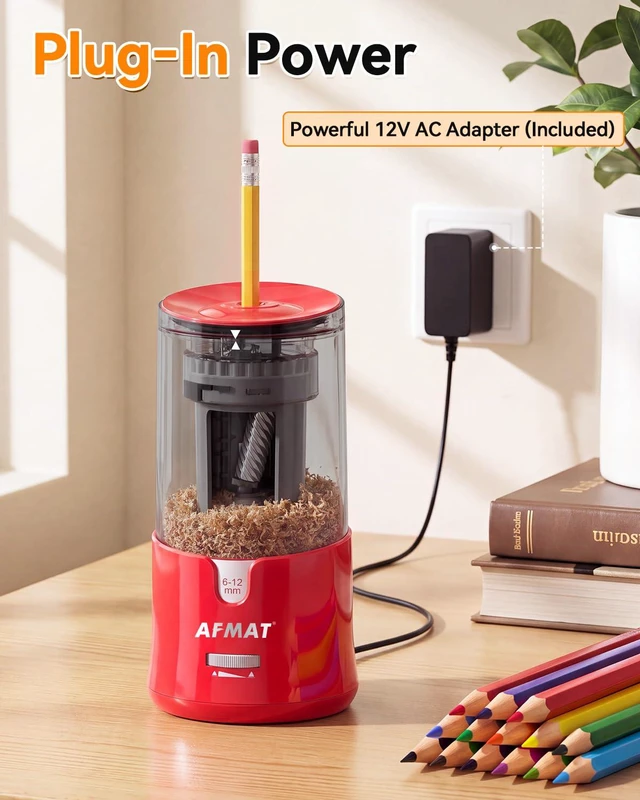 Alt view image 7 of 7 - Electric Pencil Sharpener, Plug-in Pencil Sharpener for 6-12mm Pencil For No.2/Colored/Jumbo Pencils, Auto Stop, Super Fast & Sharp, Replaceable Blade, 8000+ Sharpenings for Classroom/Home/Office