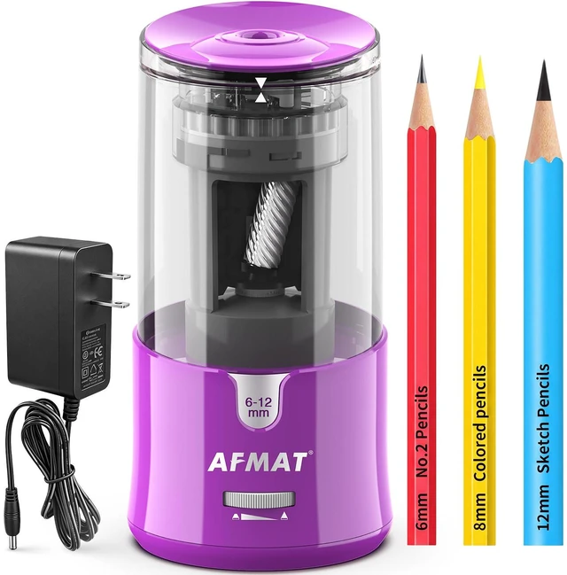 Main image of Electric Pencil Sharpener, Plug-in Pencil Sharpener for 6-12mm Pencil For No.2/Colored/Jumbo Pencils, Auto Stop, Super Fast & Sharp, Replaceable Blade, 8000+ Sharpenings for Classroom/Home/Office