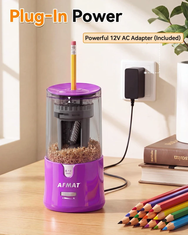 Alt view image 7 of 7 - Electric Pencil Sharpener, Plug-in Pencil Sharpener for 6-12mm Pencil For No.2/Colored/Jumbo Pencils, Auto Stop, Super Fast & Sharp, Replaceable Blade, 8000+ Sharpenings for Classroom/Home/Office