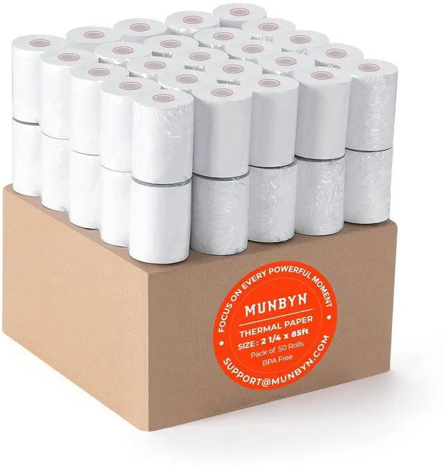 Main image of 2 1/4" X 85 ft Thermal Receipt Paper (50 Rolls) Cash Register Paper Rolls Fits for Most Credit Card Terminals, Verifone VX510 VX570 FD50 T4220, BPA Free