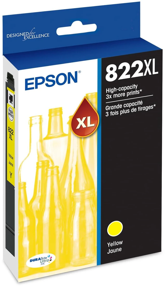Main image of 822XL Genuine High Capacity Yellow Ink Cartridge T822XL420 Works with WorkForce Pro WF-3820 WF-3823 WF-4820 WF-4830 WF-4833 WF-4834 Printers