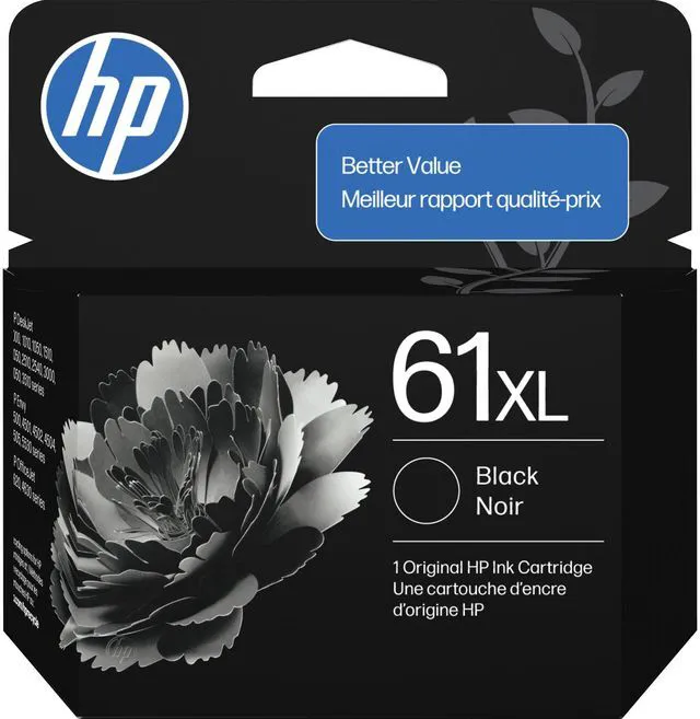 Main image of 61XL Black High-Yield Ink | Works with DeskJet 1000, 1010, 1050, 1510, 2050, 2510, 2540, 3000, 3050, 3510; Envy 4500, 5530; OfficeJet 2620, 4630 | C0PA4AN