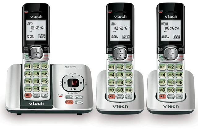 Main image of CS6529-3 3-Handset Cordless Phone with Answering Machine, Caller ID/Call Waiting, DECT 6.0, Handset Speakerphone, Wall Mountable (Silver/Black)