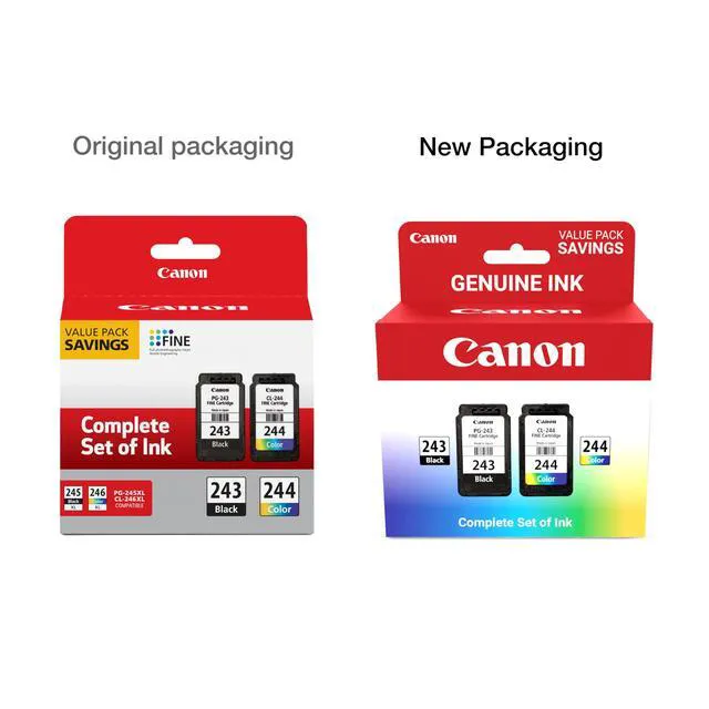 Alt view image 2 of 7 - PG-243 / CL-244 Genuine Ink Value Pack (2 Cartridges), Compatible with iP2820, MX492, MG2420/2520/2920/2922/2924/3020/2522/2525, TS3120/302/302a/202/4520/3320