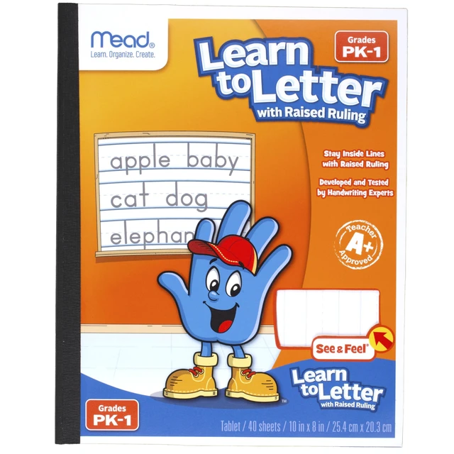 Alt view image 6 of 6 - Learn to Letter Writing Tablet, Handwriting Practice Pad Grades PK-1, 10" x 8", Solid & Dotted Raised Ruling, 40 Sheets, 4 Pack (480018)