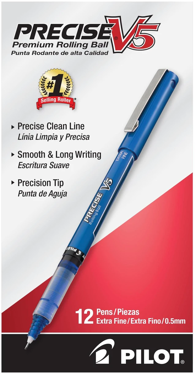 Alt view image 2 of 4 - Precise V5 Rollerball Pens,Extra Fine Point 0.5 mm Blue Pens,Blue - Ideal for School,Journaling & Office Writing,(Pack of 24)