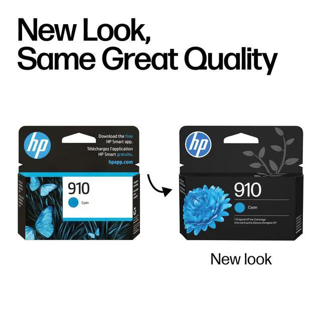 Alt view image 3 of 7 - 910 Cyan Ink Cartridge, Works with OfficeJet 8010, 8020 Series, OfficeJet Pro 8020, 8030 Series, Eligible for Instant Ink, 3YL58AN, (Pack of 2)