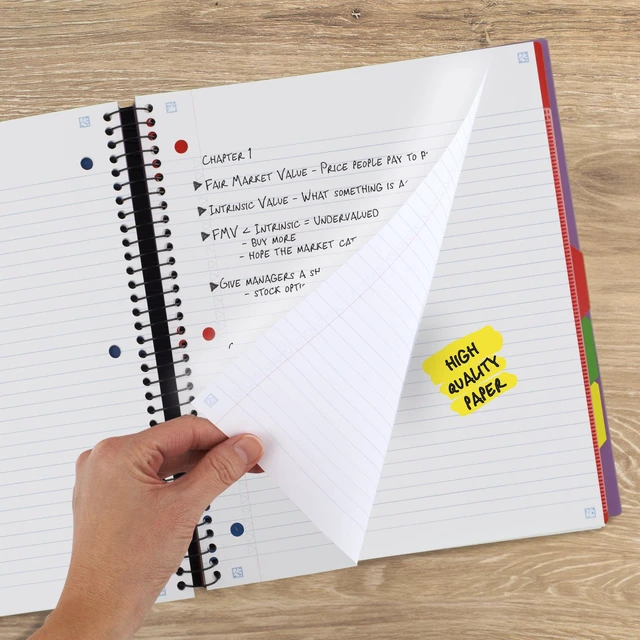Alt view image 4 of 7 - Advance Spiral Notebook + Study App, 5 Subject, College Ruled Paper, 8-1/2" x 11", 200 Sheets, Spiral Guard, Movable Tabbed Dividers, Amethyst Purple (820013G)