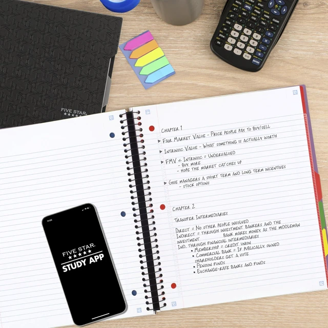 Alt view image 3 of 7 - Advance Spiral Notebook + Study App, 5 Subject, College Ruled Paper, 8-1/2" x 11", 200 Sheets, Spiral Guard, Movable Tabbed Dividers, Amethyst Purple (820013G)