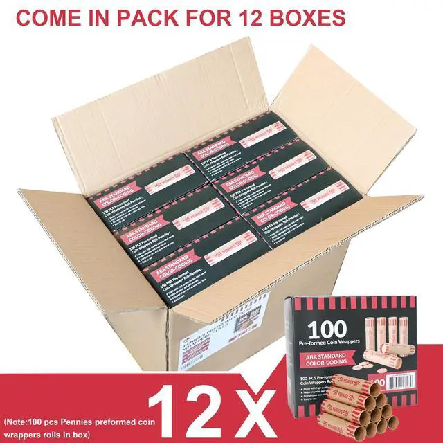 Alt view image 2 of 7 - L LIKED 1,200 PCS Pennie Preformed Coin Roll Wrappers-Pennies