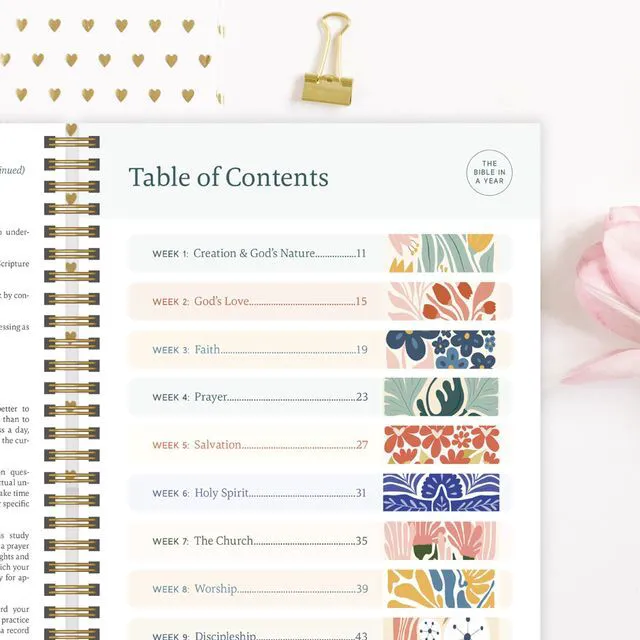 Alt view image 4 of 7 - Official in a Year Essentials Bundle Study Guide (Floral) 365-Day Reading Plan, Study Guide, Highlighters, Pens & Sticky Notes, Bible Study Journaling Kit for Any Translation