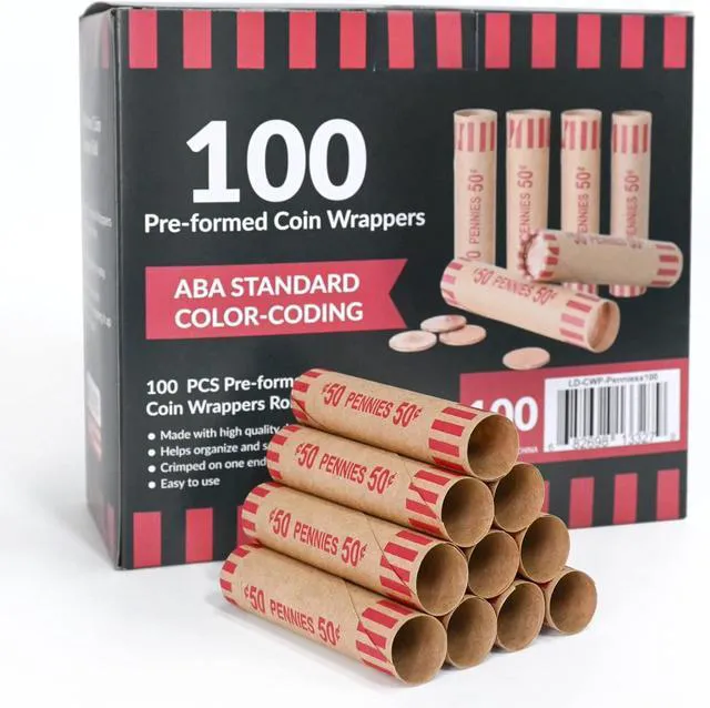 Alt view image 4 of 7 - L LIKED 1,200 PCS Pennie Preformed Coin Roll Wrappers-Pennies