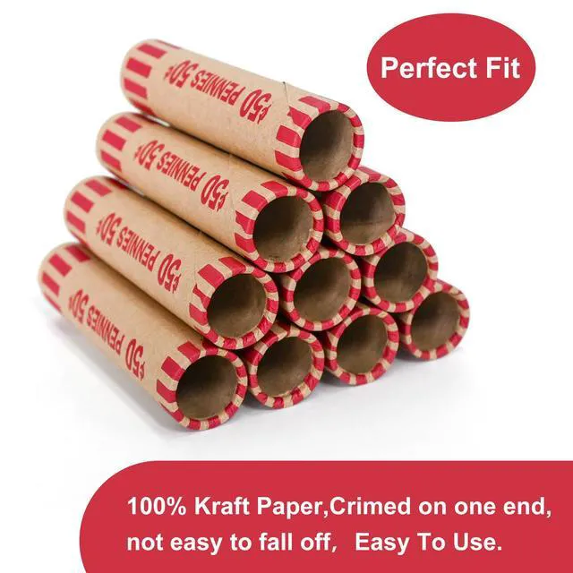 Alt view image 5 of 7 - L LIKED 1,200 PCS Pennie Preformed Coin Roll Wrappers-Pennies