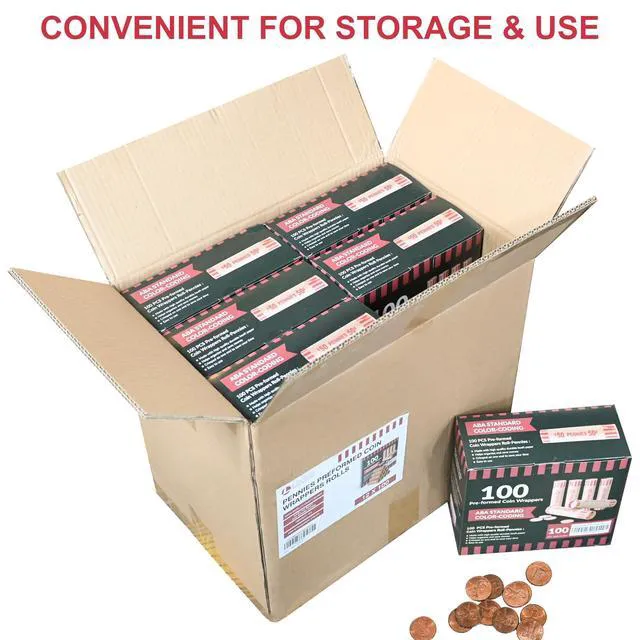 Alt view image 3 of 7 - L LIKED 1,200 PCS Pennie Preformed Coin Roll Wrappers-Pennies