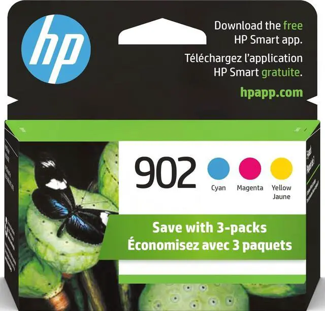 Main image of 902 Cyan, Magenta, Yellow Ink Cartridges | Works with OfficeJet 6950, 6960, Pro 6960, 6970 Series | T0A38AN