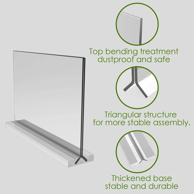 Alt view image 6 of 6 - Acrylic Sign Holder 11x8.5 Inch 3 Pack Horizontal T Shape Double-Sided Desktop Display Holder. (Optional 8.5x11 8.5x5.5 5x7 Horizontal and Vertical)