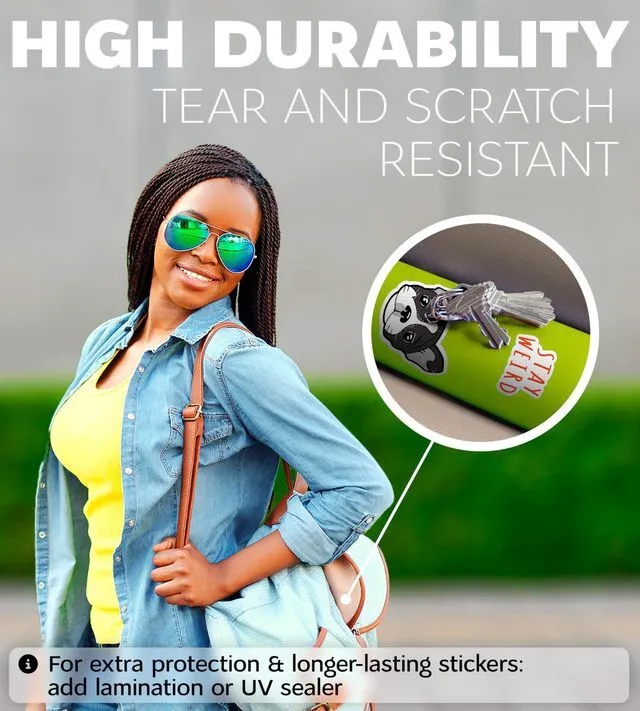Alt view image 6 of 7 - Premium Printable Vinyl Sticker Paper for Inkjet Printer and Laser - 50 White Glossy Sticker Paper Waterproof - Durability Adhesive Paper 8.5 x 11, Fast Dry, Holds Ink Well, Great for Cutting Machines