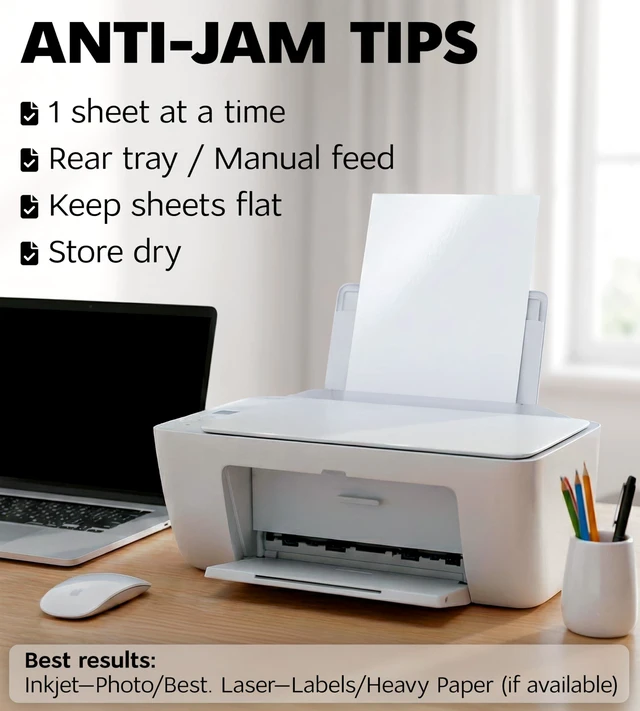 Alt view image 7 of 7 - Premium Printable Vinyl Sticker Paper for Inkjet Printer and Laser - 50 White Glossy Sticker Paper Waterproof - Durability Adhesive Paper 8.5 x 11, Fast Dry, Holds Ink Well, Great for Cutting Machines