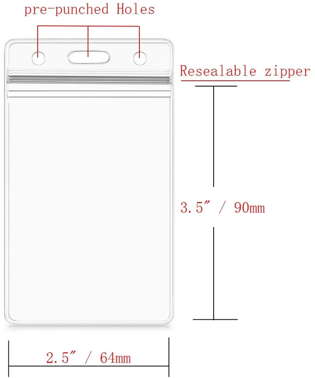 Alt view image 2 of 5 - Vertical ID Card Name Tag Badge Holder with Waterproof Type Resealable Zip (Vertical Id, 50 Pcs)