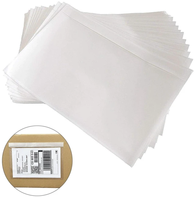 Alt view image 2 of 6 - (1200 Pack) Clear 9.5'' x 6.7'' Packing List Envelopes, Adhesive Shipping Label Pouches/Sleeves, Easily Fits Half of Letter-Size Paper