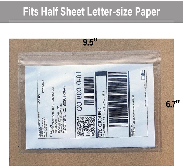 Alt view image 3 of 6 - (1200 Pack) Clear 9.5'' x 6.7'' Packing List Envelopes, Adhesive Shipping Label Pouches/Sleeves, Easily Fits Half of Letter-Size Paper