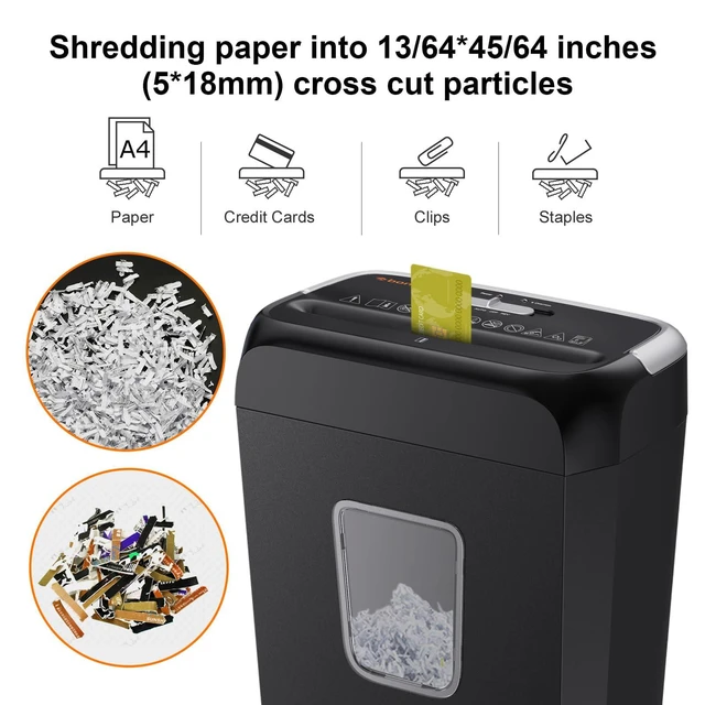 Alt view image 3 of 7 - 5-6 Sheet Cross Cut Paper Shredder for Home use, 3.4 Gal Bin P-4 Security Level, Shreds Credit Cards, Staples & Paper Clips, with Portable Handle, Small Shredder for Home Office