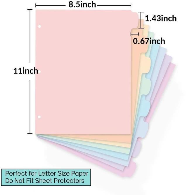 Alt view image 5 of 7 - 8 Tabs Plastic Write & Erase Binder Dividers with Tabs, 6 Sets Long-Lasting Dividers for 3 Ring Binder, Cute Pastels Binder Dividers Organizers for Student, Teacher, Office, Pastels Color