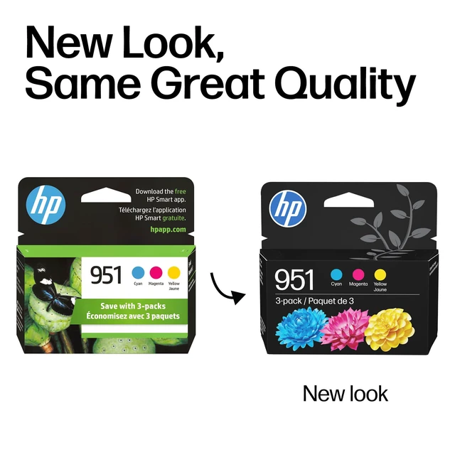 Alt view image 3 of 7 - 951 Cyan, Magenta, Yellow Ink Cartridges (3 Pack) | Works with OfficeJet 8600, OfficeJet Pro 251dw, 276dw, 8100, 8610, 8620, 8630 | Eligible for Instant Ink | CR314FN