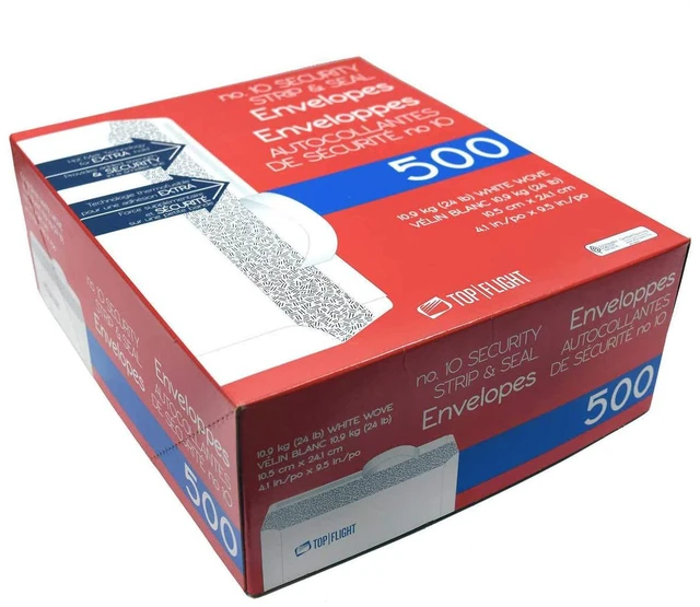 Alt view image 2 of 6 - PSTF10NWT #10 Envelopes,Strip & Seal,Security Tinted,White Paper,24 lb,500 Count (Pack of 2)