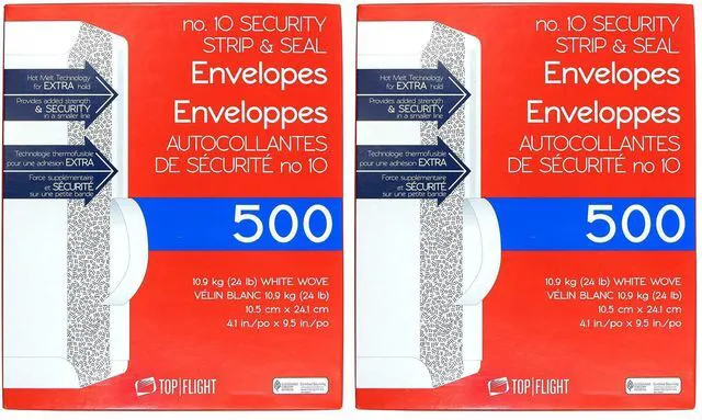 Main image of PSTF10NWT #10 Envelopes,Strip & Seal,Security Tinted,White Paper,24 lb,500 Count (Pack of 2)