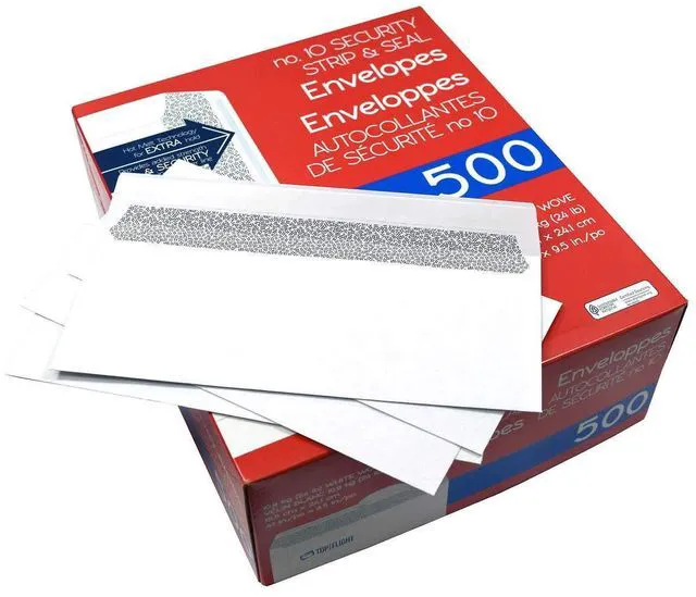 Alt view image 5 of 6 - PSTF10NWT #10 Envelopes,Strip & Seal,Security Tinted,White Paper,24 lb,500 Count (Pack of 2)