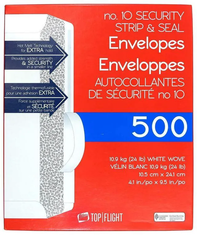 Alt view image 6 of 6 - PSTF10NWT #10 Envelopes,Strip & Seal,Security Tinted,White Paper,24 lb,500 Count (Pack of 2)