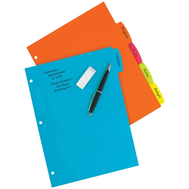 Alt view image 6 of 7 - Durable Plastic 5-Tab Write & Erase Big Tab Dividers for 3 Ring Binders, Pastel Brights (16270) & Big Tab Write & Erase Durable Plastic Dividers, 5-Tab Set, Multicolor Brights, 3 Sets (21212)