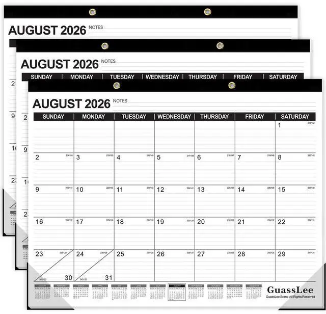 Main image of Large Desk Calendar 2026, 3 Packs, 19 Months from Jun. 2026 to Dec. 2027, 22" x 17" Desk/Wall Calendar Hanging Planner with Julian Date, Notes, Corner Protectors for School Home Office