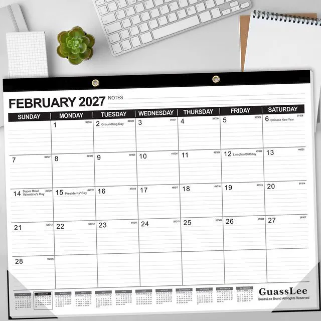 Alt view image 5 of 7 - Large Desk Calendar 2026, 3 Packs, 19 Months from Jun. 2026 to Dec. 2027, 22" x 17" Desk/Wall Calendar Hanging Planner with Julian Date, Notes, Corner Protectors for School Home Office