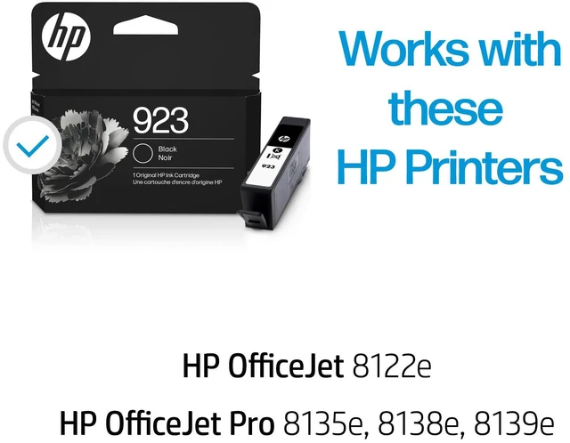 Alt view image 2 of 7 - 923 Black Ink Cartridge | Works with OfficeJet 8120, Pro 8130 Series | 4K0T3LN