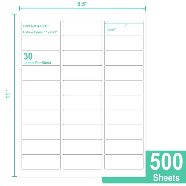 Alt view image 2 of 7 - L LIKED 1" x 2-5/8" Address Labels 30/Sheet 15000 Labels 500 Sheets Printable, blank, compatible with laser & inkjet printers, for address, mailing & barcode labels. Strong adhesive, easy peel