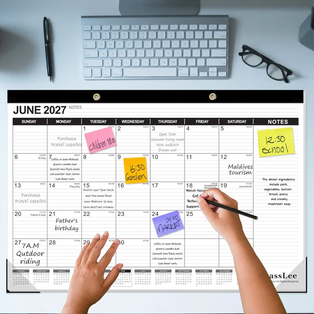 Alt view image 5 of 7 - Extra Large Desk Calendar 2026, 19 Months Jumbo Desk/Wall Calendar from Jun. 2026 through Dec. 2027, 30 x 20 Inches Hanging Planner with Julian Date, Notes for Home School Office Organizing