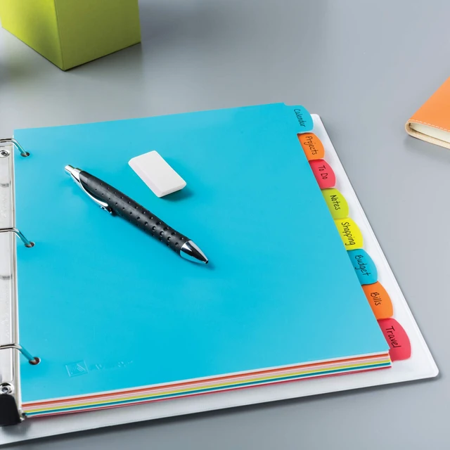 Alt view image 7 of 7 - Write & Erase Plastic Dividers, 8-Tab, Multicolor, 3 Sets For Organizing Files at Home, Work and School, Big Tab 1.5x More Writing Space, Reusable Write-On Tabs, For 3-Ring Binders